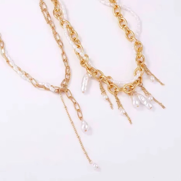 Opulent Gold & Cultured Pearl Multi-Layered Choker Necklace - Picture 4 of 5